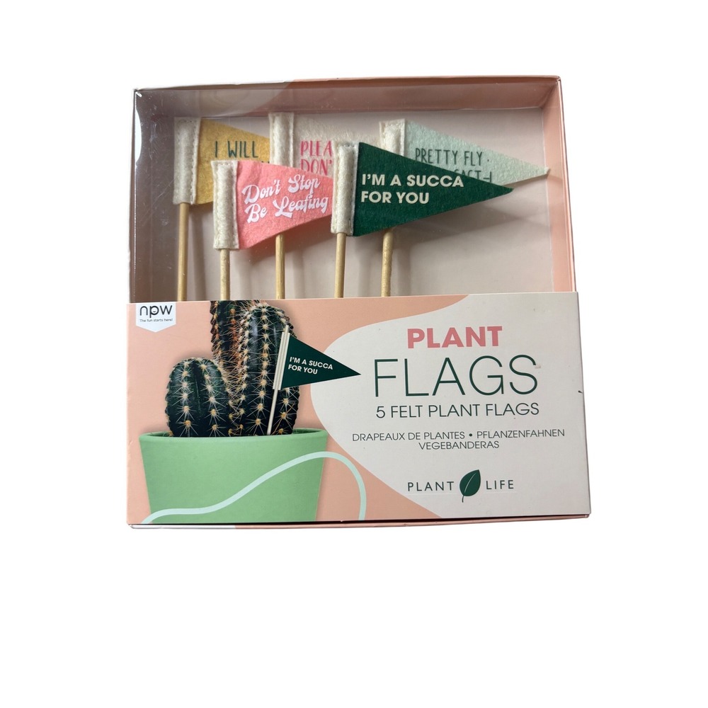 NPW Plant Life 5 Felt Plant Flags‎ Funny Pun Succulent Decor NPW73914 NEW